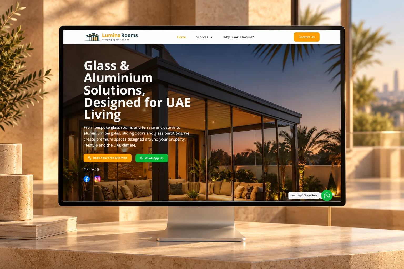 Lumina Rooms — Glass & Aluminium Services Website portfolio cover